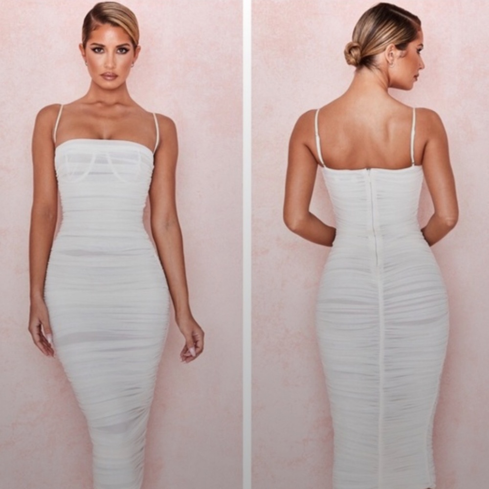 House of CB Sirene Gathered Organza Mesh Dress Mini